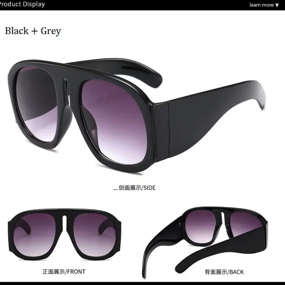 Unisex Black Oversized Shield Sunglasses